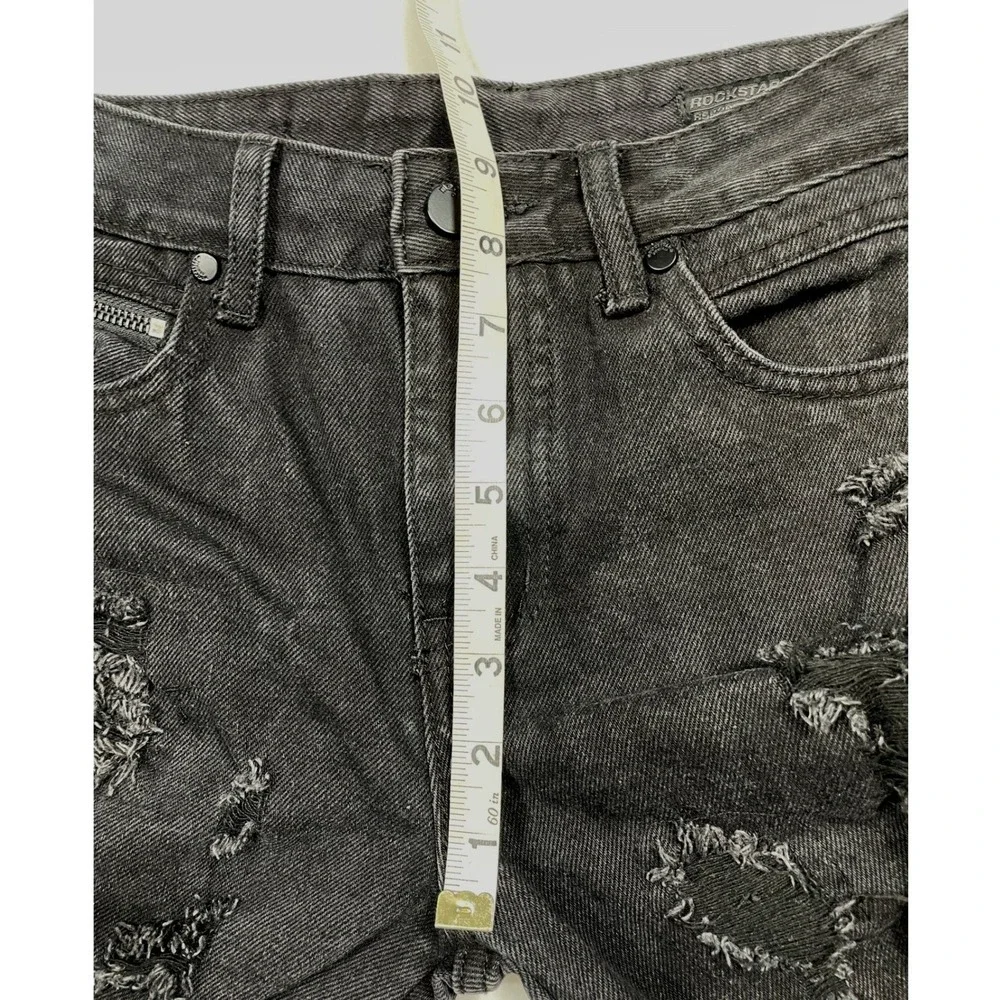 🔥 Rockstar Original Boys Sz 14 Black Distressed Cargo Jeans Raw Hem -Streetwear